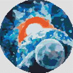 Blue Sunrise Circular Cross Stitch Pattern by The Art of Stitch