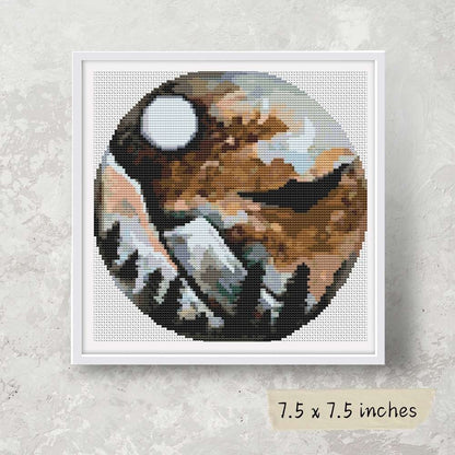 Over the Mountains Circular Cross Stitch Pattern