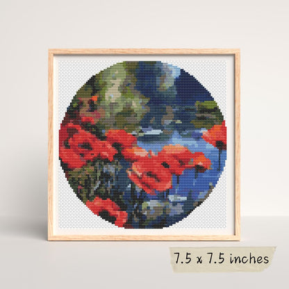 Poppies by the Pond Cross Stitch Pattern | William Jabez Muckley