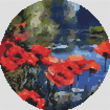 Poppies by the Pond Cross Stitch Pattern | William Jabez Muckley