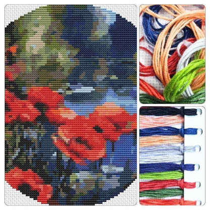Poppies by the Pond Circular Cross Stitch Kit