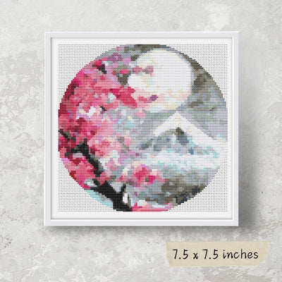 Pink Blossoms Circular Cross Stitch Pattern