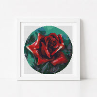 The Red Rose Circular Cross Stitch Pattern - Circular Cross Stitch Pattern - The Art of Stitch
