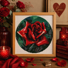 The Red Rose Circular Cross Stitch Pattern - Circular Cross Stitch Pattern - The Art of Stitch