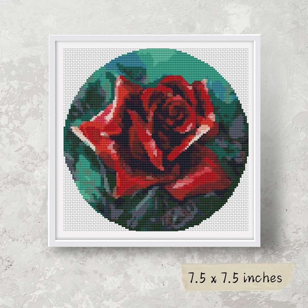 The Red Rose Circular Cross Stitch Kit