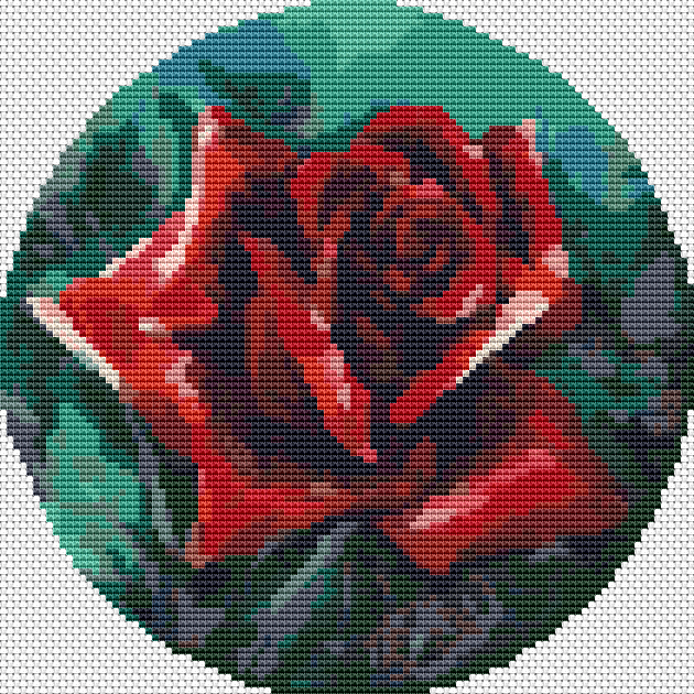 The Red Rose Circular Cross Stitch Kit by The Art of Stitch