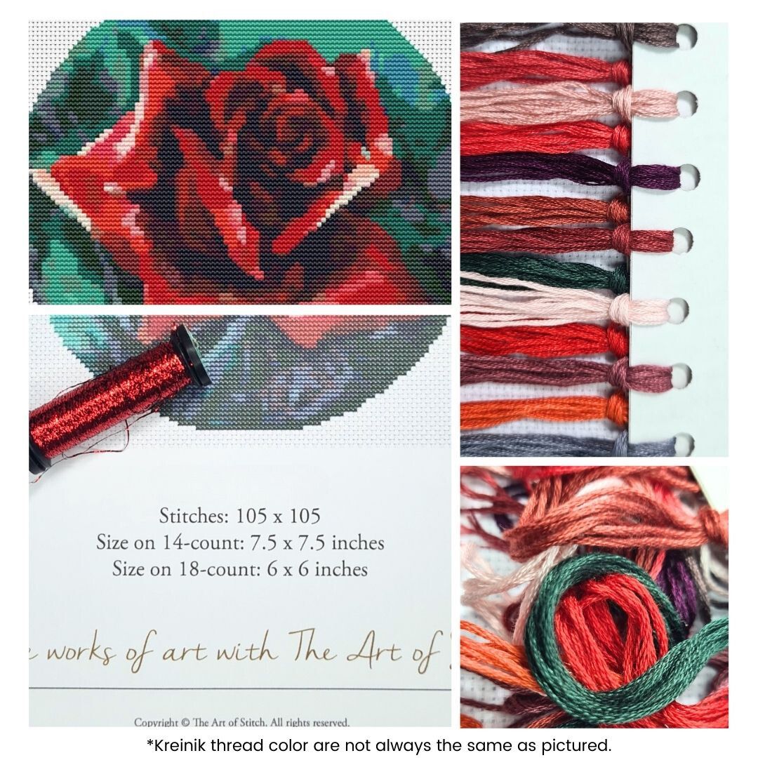 The Red Rose Cross Stitch Kit | The Art of Stitch