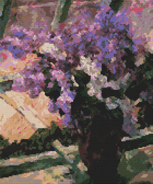 Lilacs in a Window Cross Stitch Pattern | Mary Cassatt