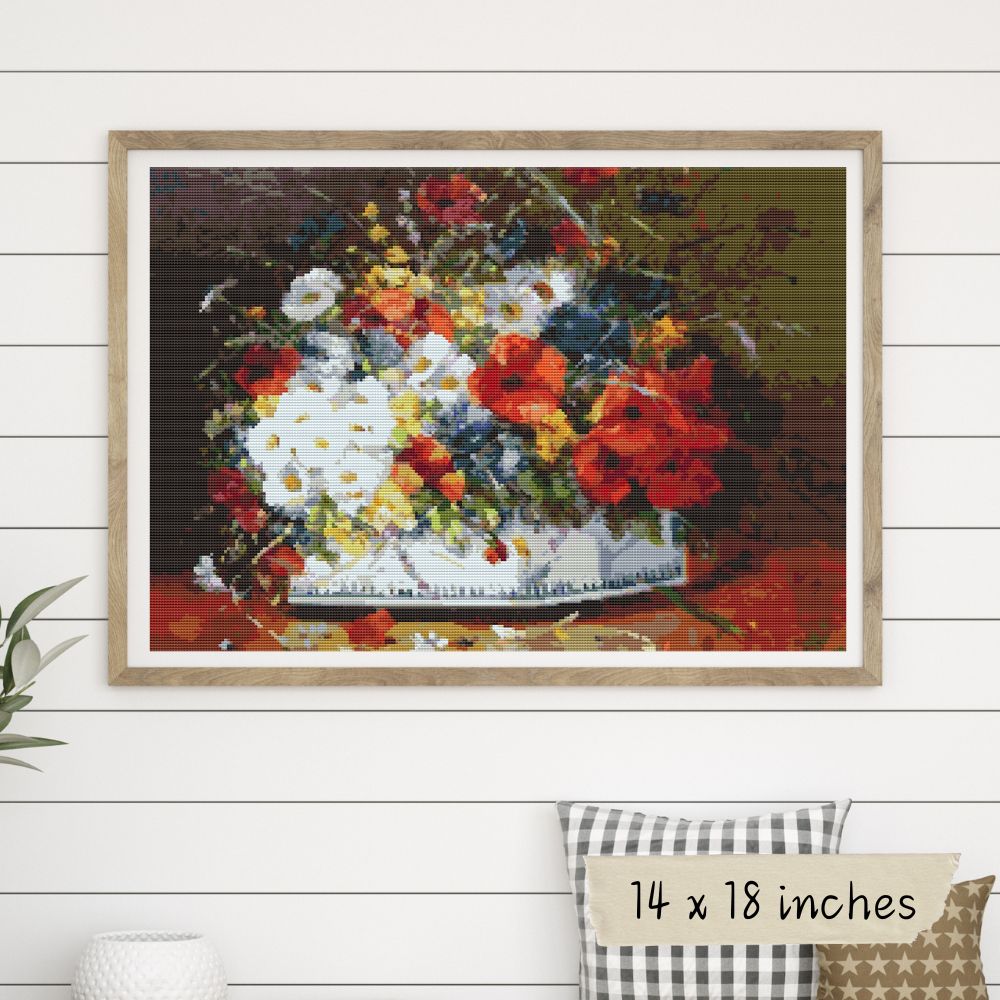 Flowers in a Porcelain Vase Cross Stitch Kit | Eugène Henri Cauchois