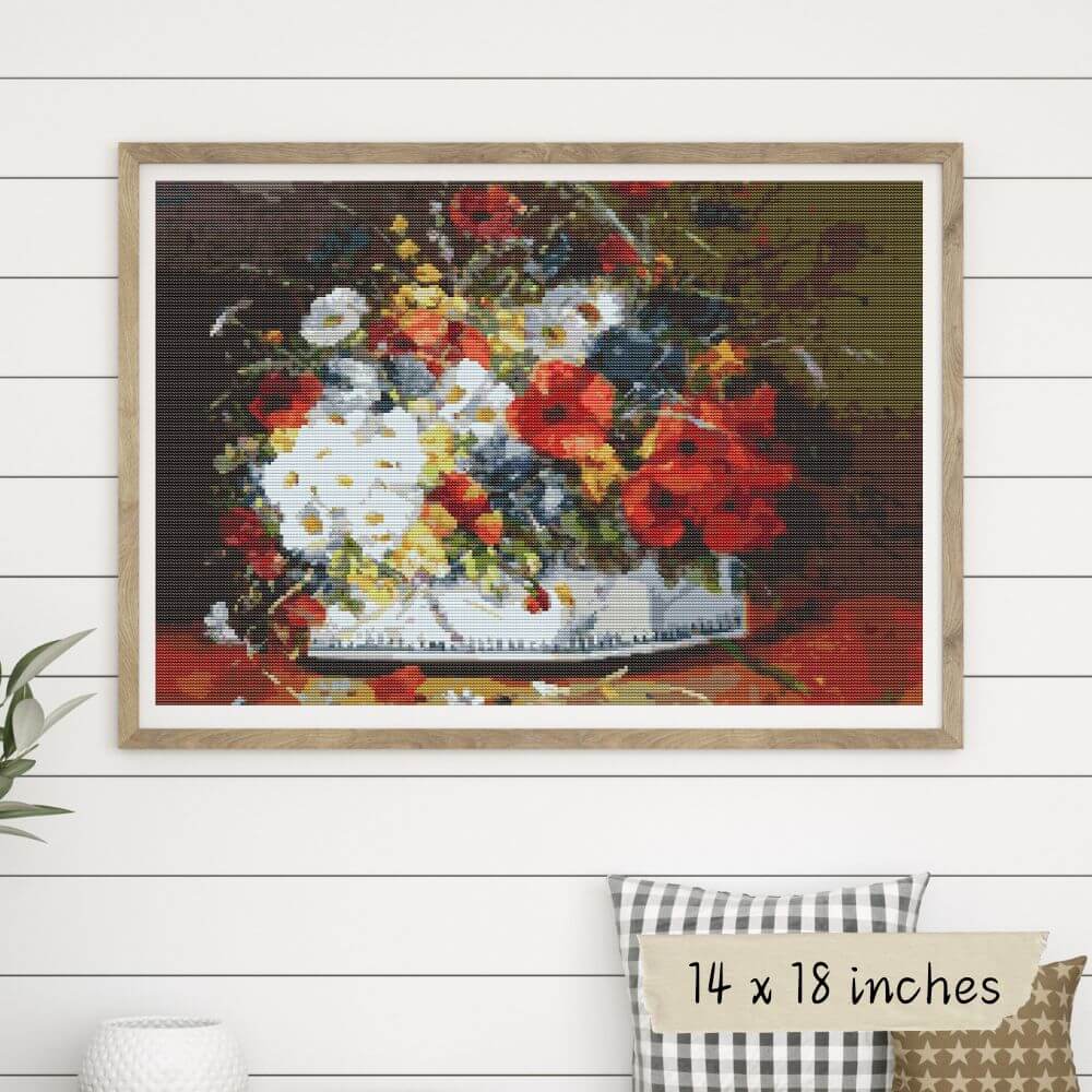 Flowers in a Porcelain Vase Cross Stitch Pattern