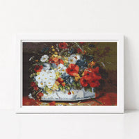 Flowers in a Porcelain Vase Cross Stitch Pattern - Premium Cross Stitch Pattern - Eugène Henri Cauchois