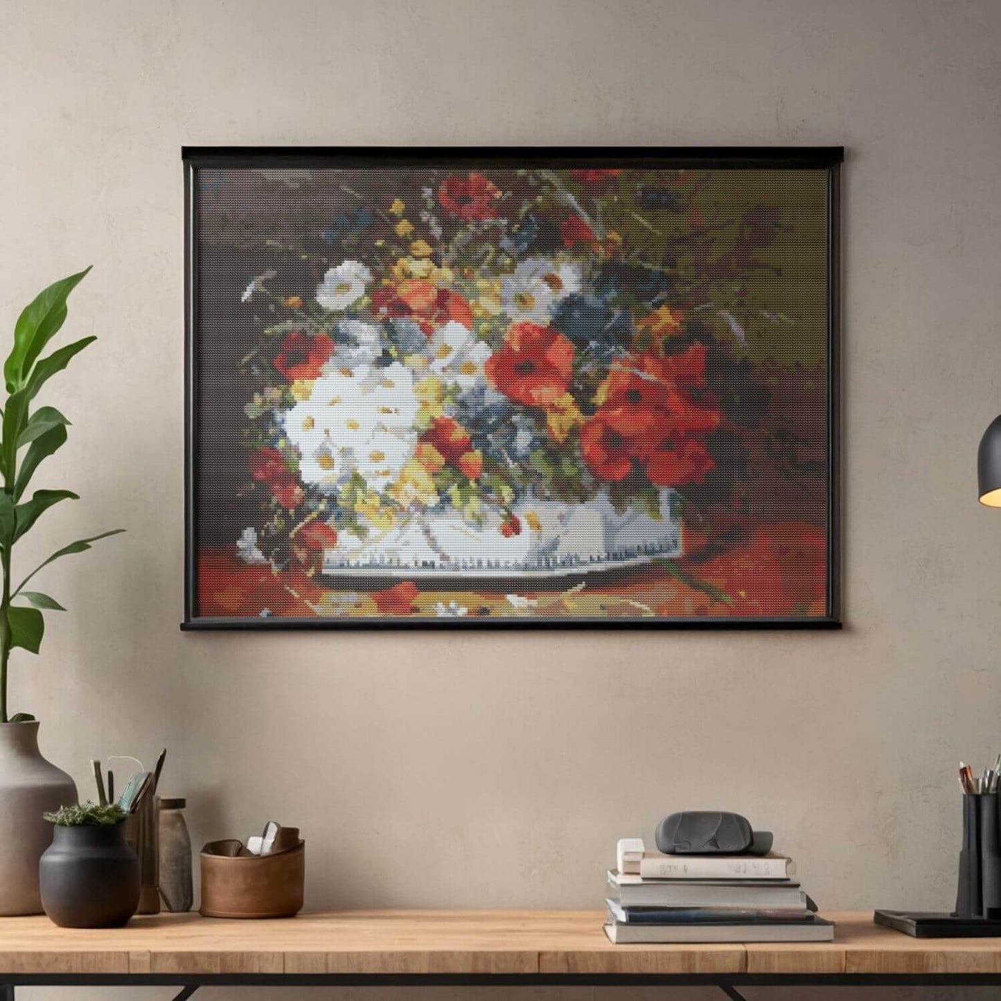 Flowers in a Porcelain Vase Cross Stitch Pattern - Premium Cross Stitch Pattern - Eugène Henri Cauchois