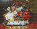 Flowers in a Porcelain Vase Cross Stitch Pattern by Eugène Henri Cauchois