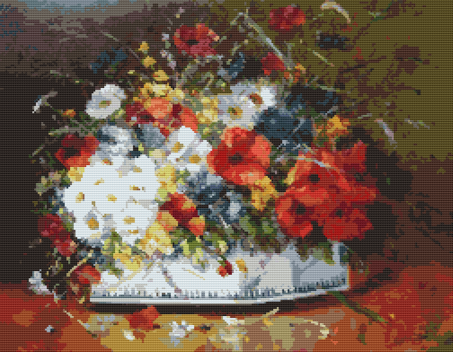 Flowers in a Porcelain Vase Cross Stitch Kit | Eugène Henri Cauchois