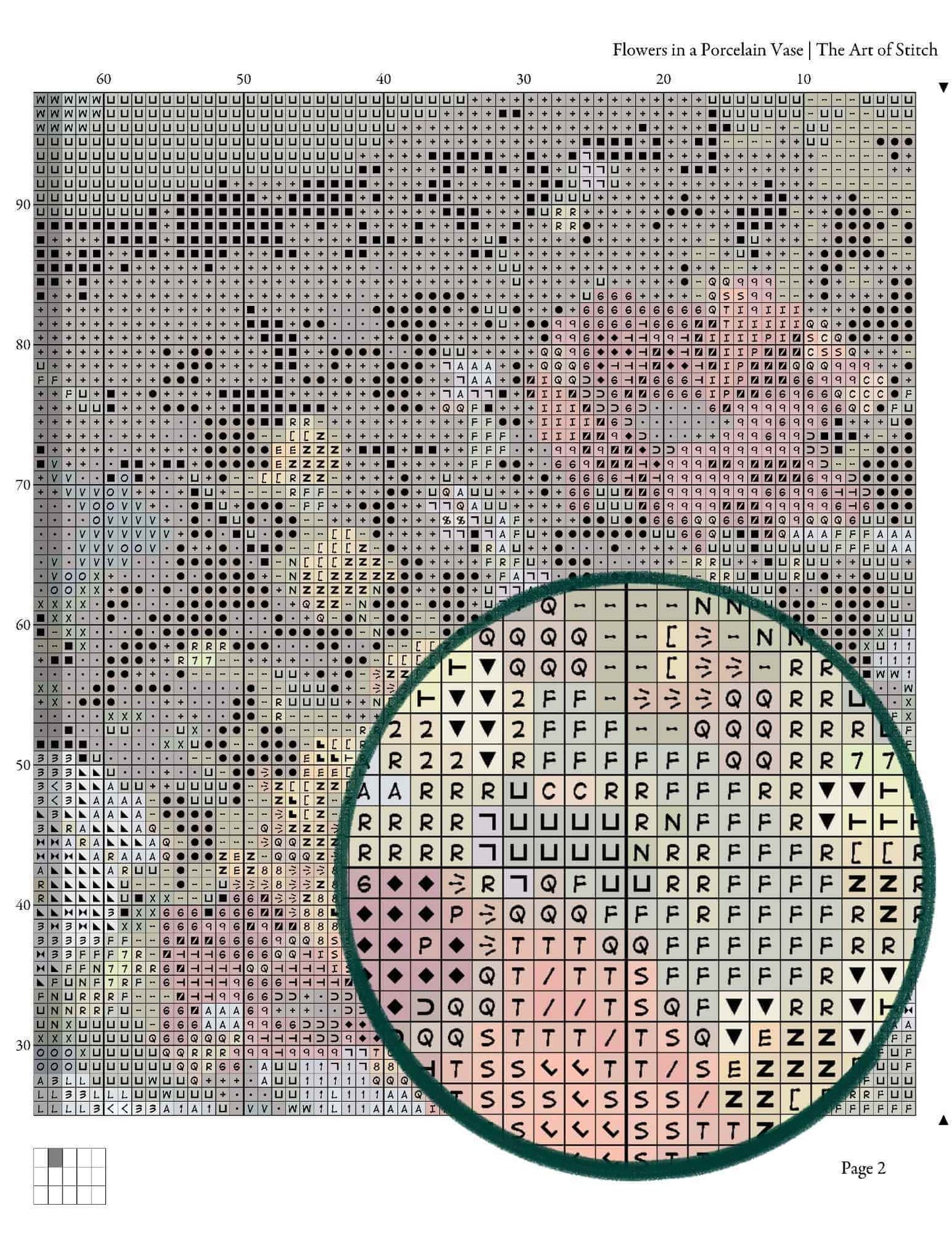 Flowers in a Porcelain Vase Cross Stitch Pattern - Premium Cross Stitch Pattern - Eugène Henri Cauchois