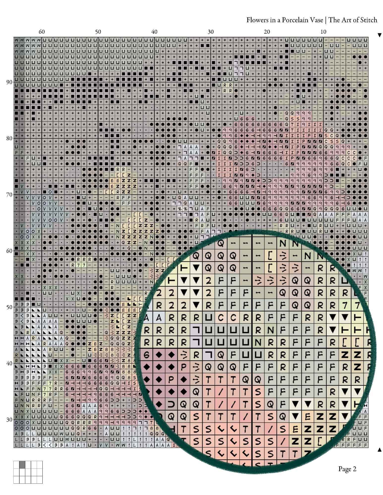 Flowers in a Porcelain Vase Cross Stitch Pattern - Premium Cross Stitch Pattern - Eugène Henri Cauchois