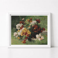 Flowers in a Willow Basket Cross Stitch Pattern - Premium Cross Stitch Pattern - Eugène Henri Cauchois