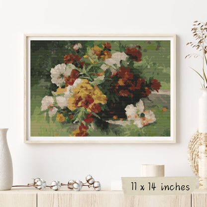 Flowers in a Willow Basket Cross Stitch Kit | Eugène Henri Cauchois