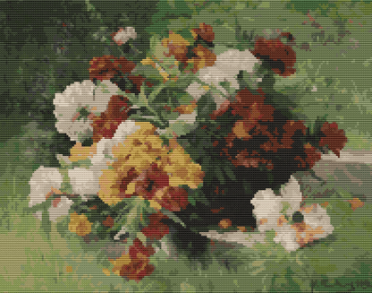 Flowers in a Willow Basket Cross Stitch Kit | Eugène Henri Cauchois