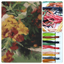Flowers in a Willow Basket Cross Stitch Kit - Premium Cross Stitch Kit - Eugène Henri Cauchois