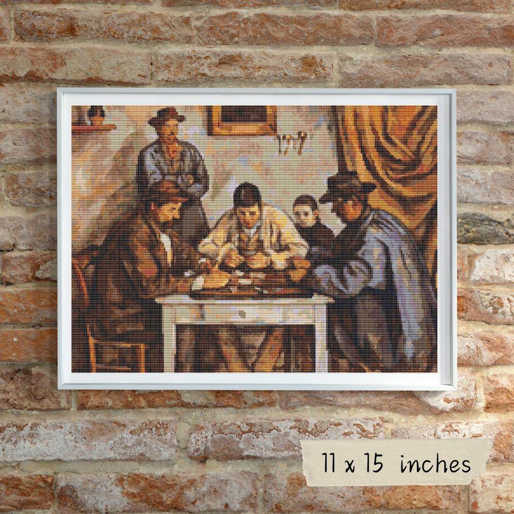 The Card Players Cross Stitch Pattern by Paul Cezanne
