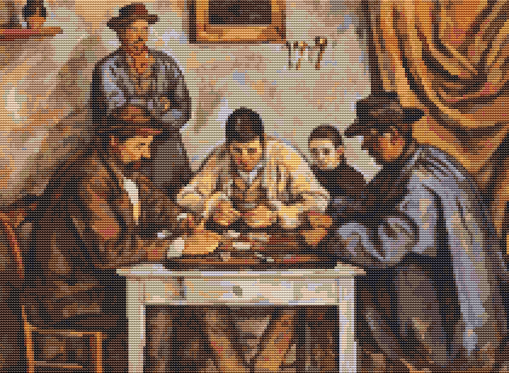 The Card Players Cross Stitch Pattern by Paul Cezanne