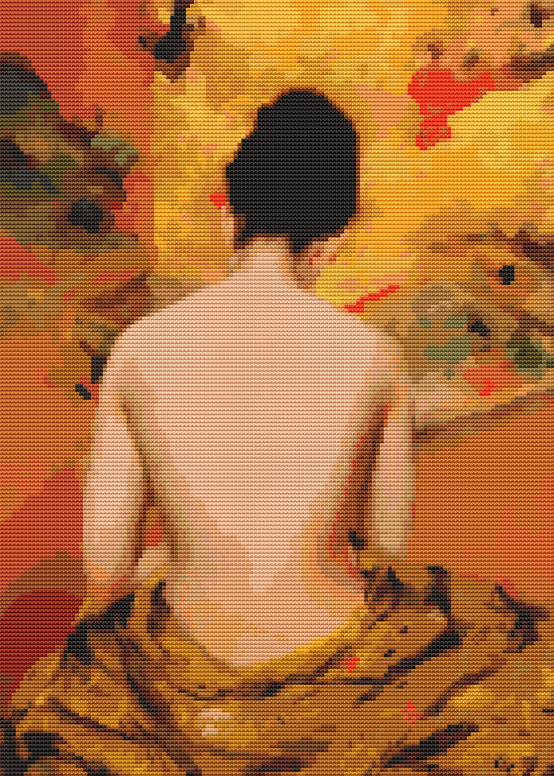 Back of a Nude Cross Stitch Pattern | William Merritt Chase