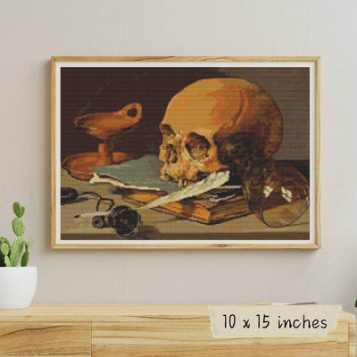 Still Life with a Skull and a Writing Quill Cross Stitch Pattern
