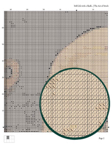 Still Life with a Skull and a Writing Quill Cross Stitch Pattern - Premium Cross Stitch Pattern - Pieter Claesz