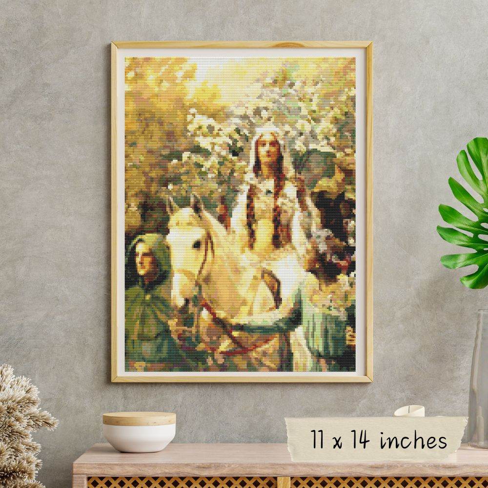 Queen Guinevere's Maying Cross Stitch Pattern by John Collier