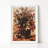 Autumn Berries and Flowers in Brown Pot Cross Stitch Kit - Premium Cross Stitch Kit - John Constable