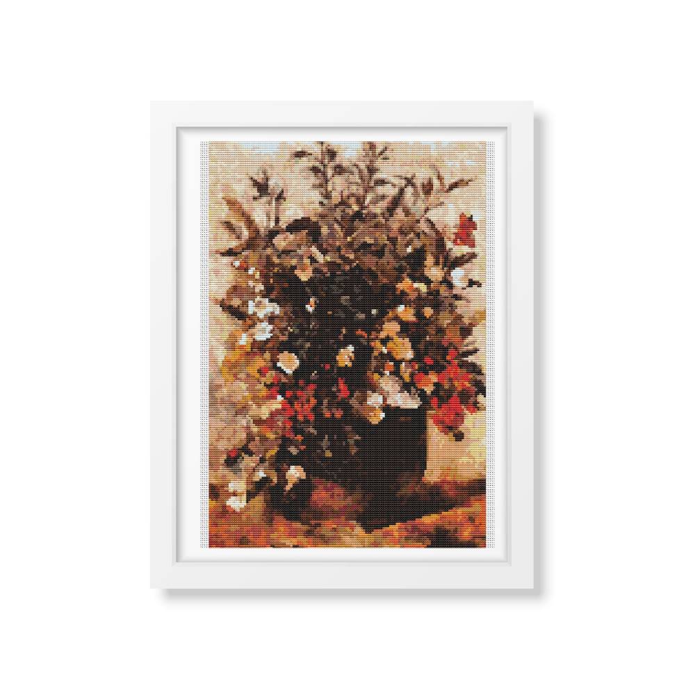 Autumn Berries and Flowers in Brown Pot Cross Stitch Kit | John Constable