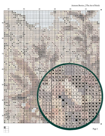 Autumn Berries and Flowers in Brown Pot Cross Stitch Pattern - Premium Cross Stitch Pattern - John Constable