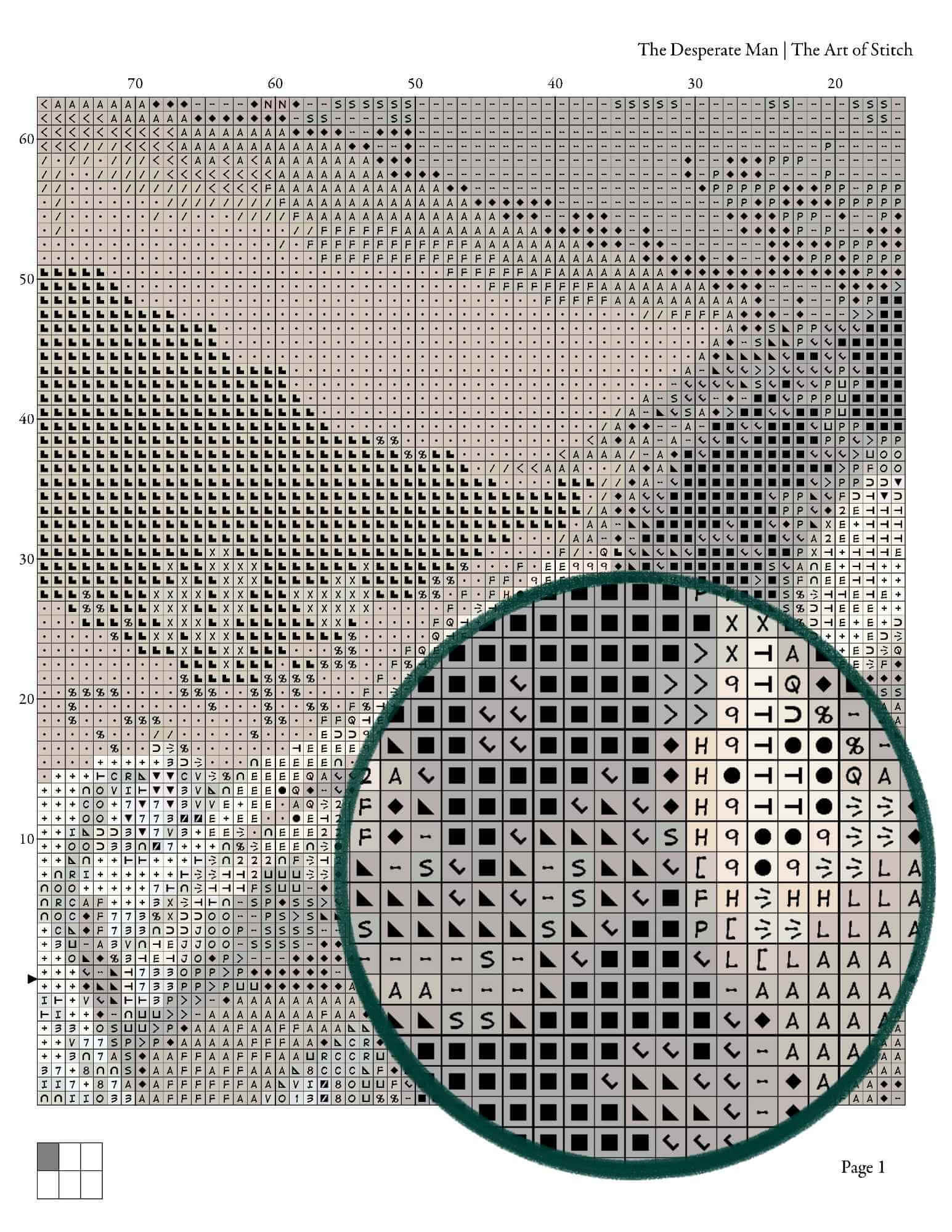The Desperate Man Cross Stitch Pattern - Premium Cross Stitch Pattern - Gustave Courbet