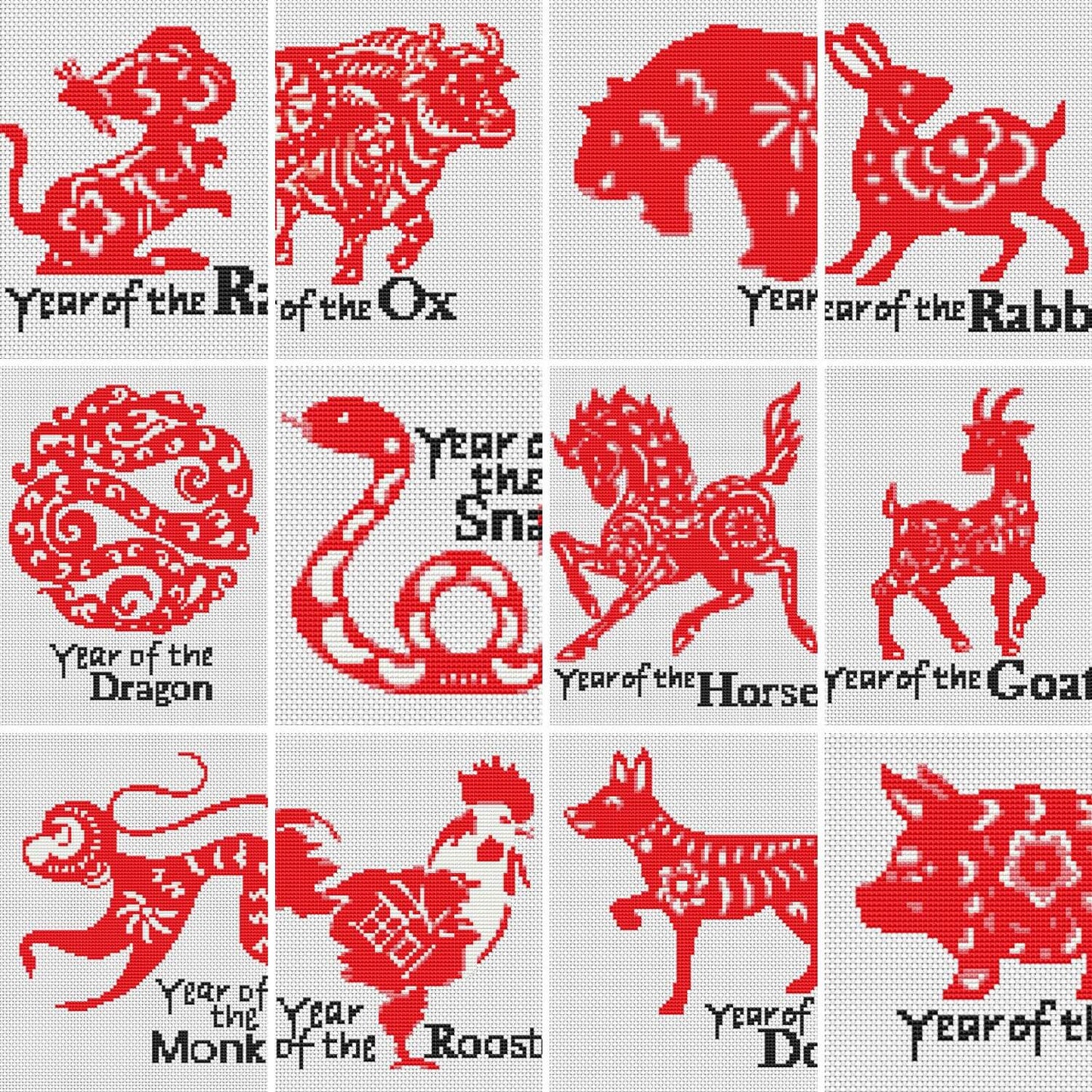 Chinese Zodiac Series Cross Stitch Kit Pack - Mini Cross Stitch Kit - The Art of Stitch
