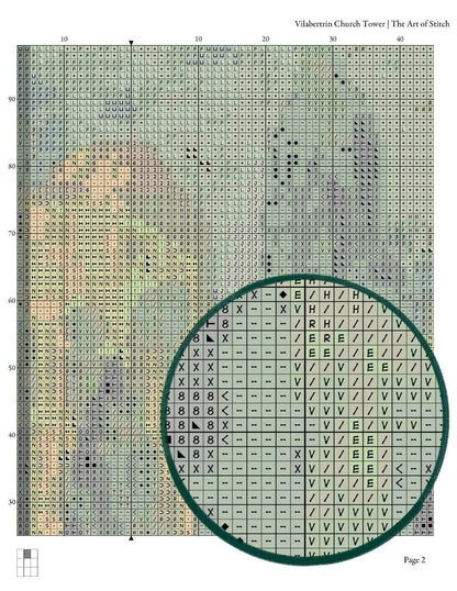 Vilabertrin Church Tower Cross Stitch Pattern - Premium Cross Stitch Pattern - Salvador Dalí