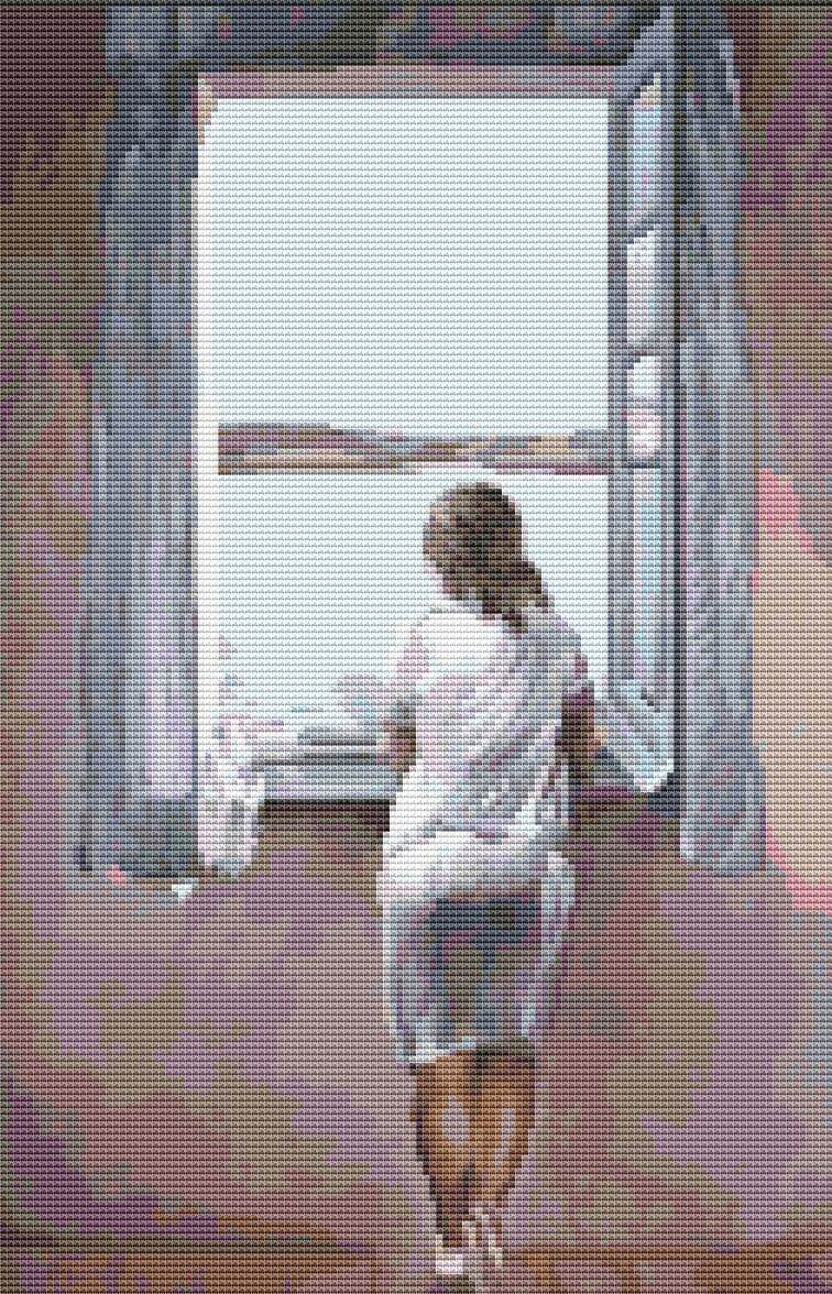 Figure at a Window Cross Stitch Pattern