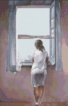 Figure at a Window Cross Stitch Pattern