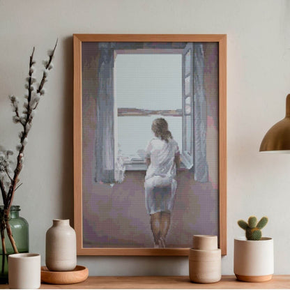 Figure at a Window Cross Stitch Pattern - Premium Cross Stitch Pattern - Salvador Dalí