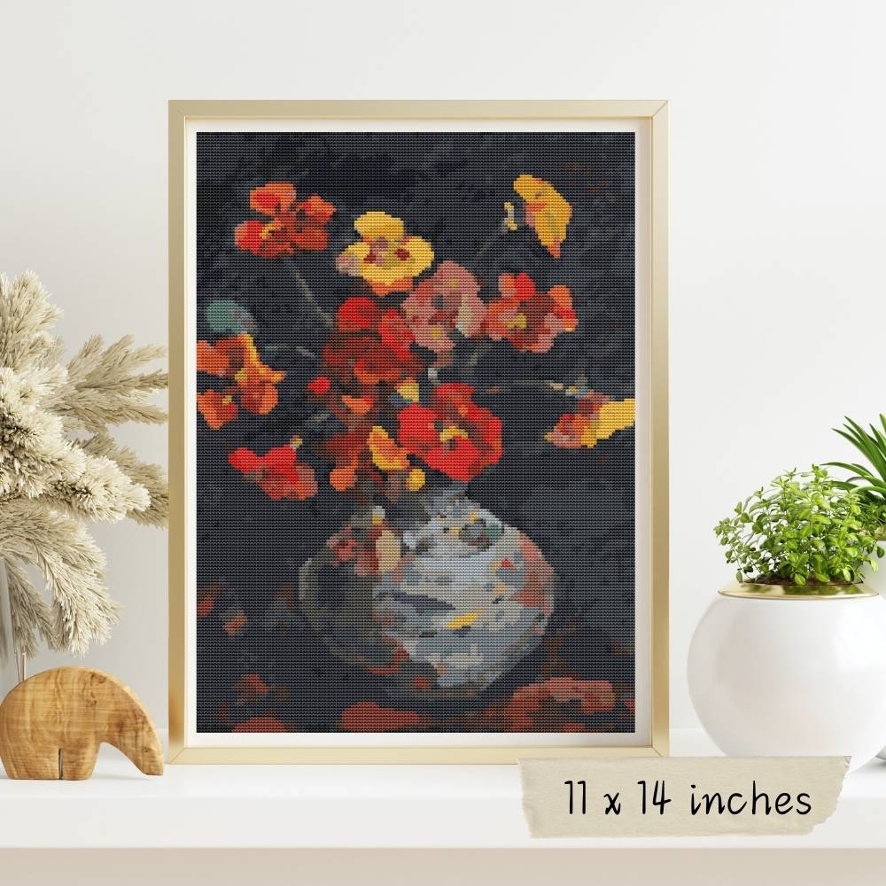 Vase with Petunias Cross Stitch Pattern