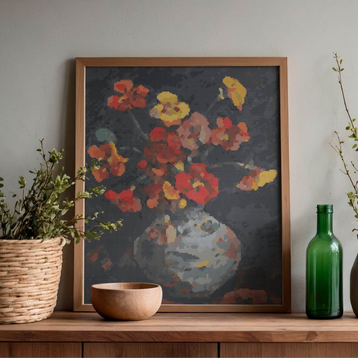 Vase with Petunias Cross Stitch Kit - Premium Cross Stitch Kit - Nicolae Darascu