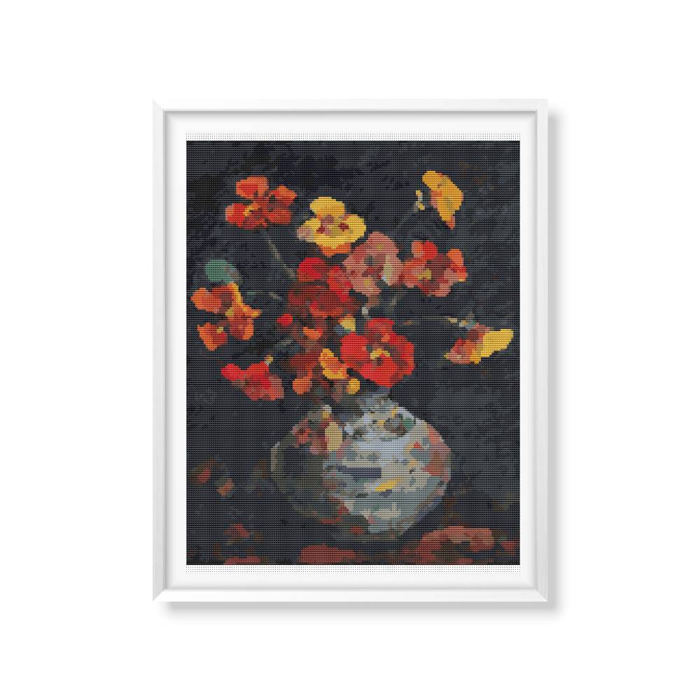 Vase with Petunias Cross Stitch Pattern | Nicolae Darascu