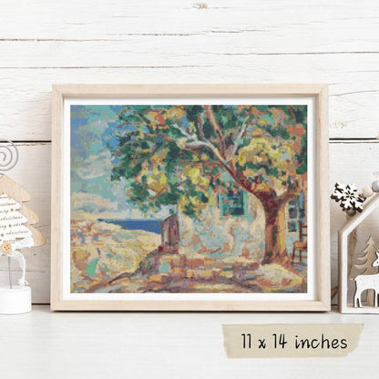 The House with Linden Tree Cross Stitch Pattern