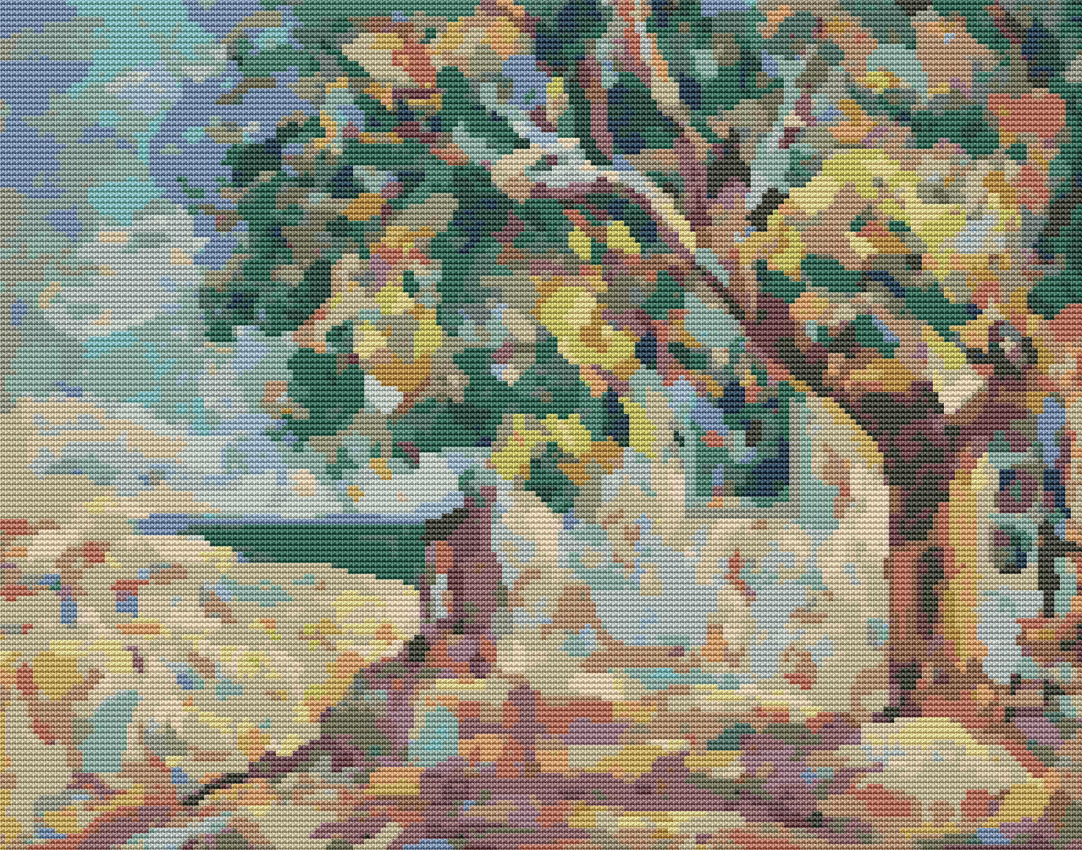 The House with Linden Tree Cross Stitch Pattern by Nicolae Darascu