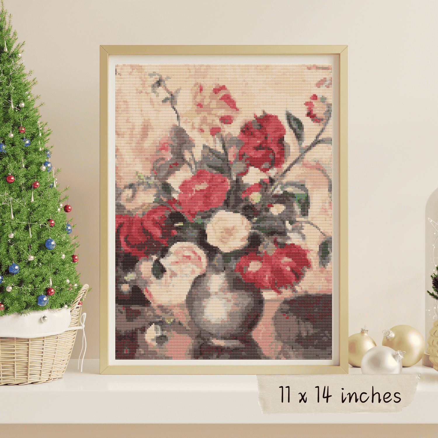 Vase with Peonies Cross Stitch Pattern
