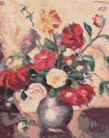 Vase with Peonies Cross Stitch Pattern