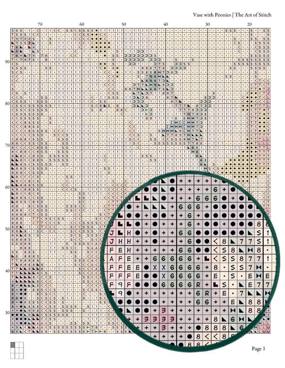 Vase with Peonies Cross Stitch Pattern - Premium Cross Stitch Pattern - Nicolae Darascu