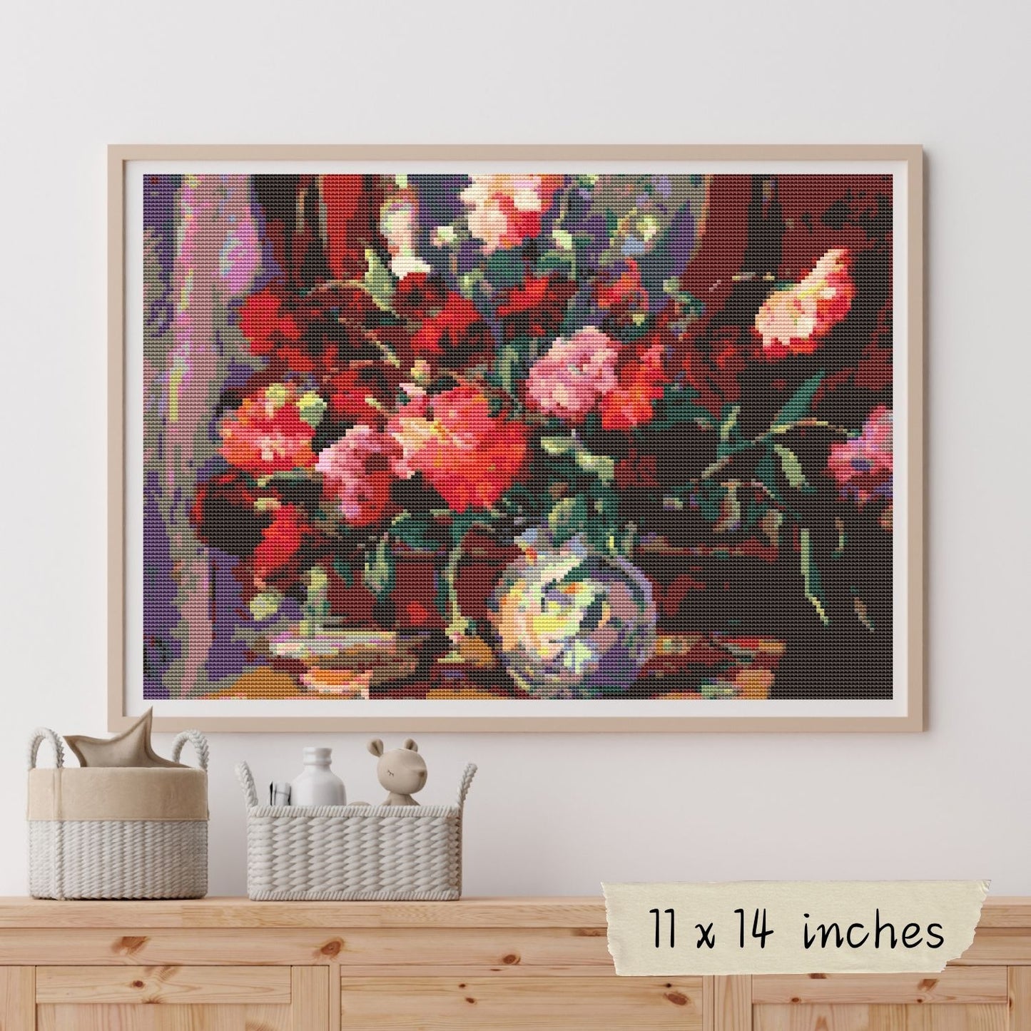 Still Life with Peonies and Books Cross Stitch Kit - Premium Cross Stitch Kit - Nicolae Darascu