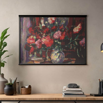 Still Life with Peonies and Books Cross Stitch Pattern - Premium Cross Stitch Pattern - Nicolae Darascu