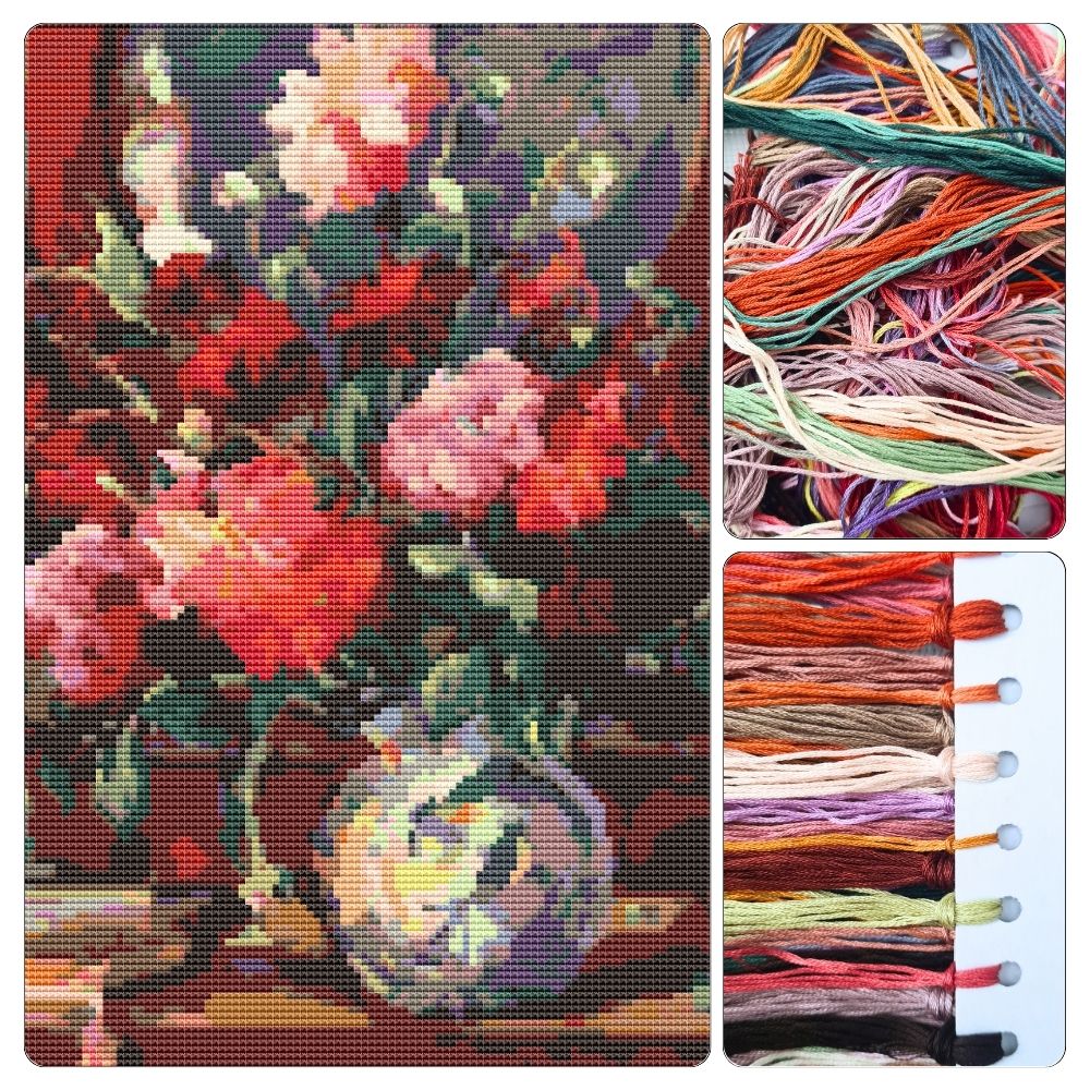 Still Life with Peonies and Books Cross Stitch Kit - Premium Cross Stitch Kit - Nicolae Darascu